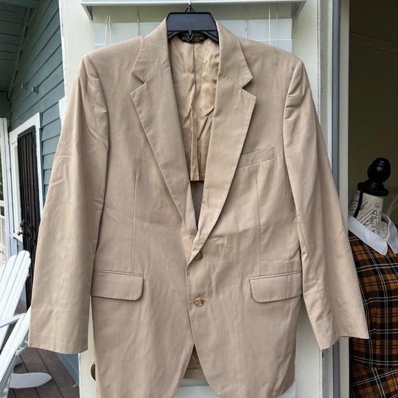 Vintage Trojan Deluxe Clothes Of Hollywood Tan 2 Button Blazer Men’s Size - Picture 6 of 11